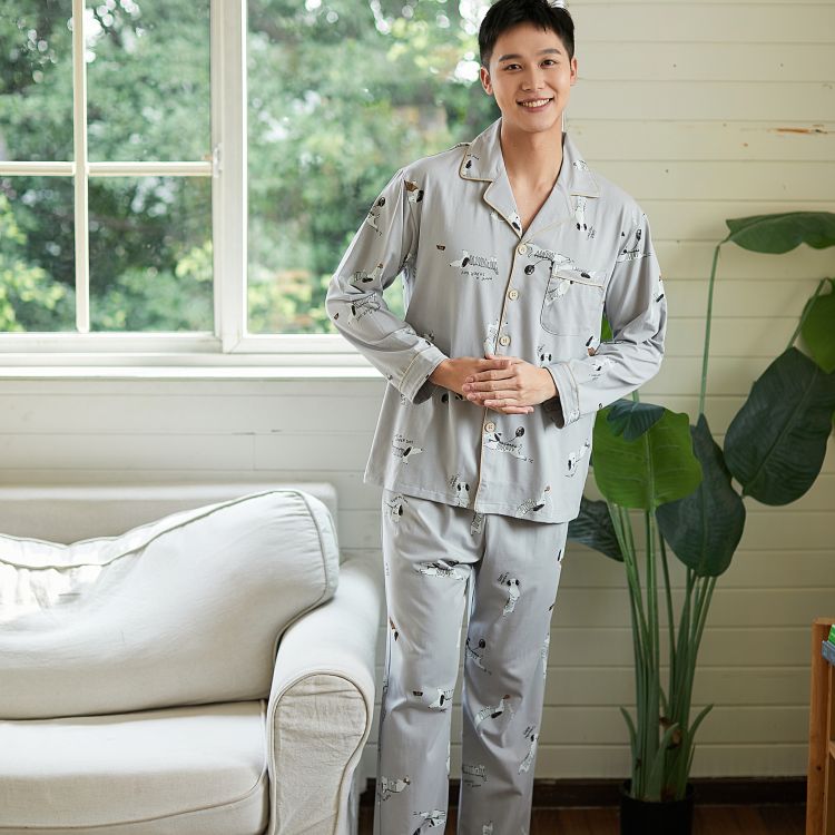 男士冰雪丝印花开扣套